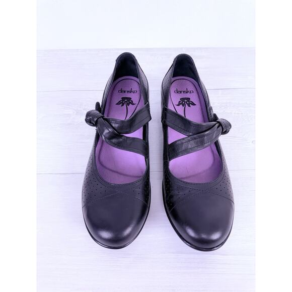 Dansko Diedra Black Leather Mary Jane Shoes Womens US 8.5-9 Hook & Loop Comfort - Picture 2 of 13